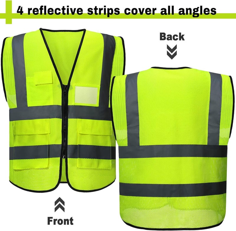 JaGely 30 Pack Reflective Safety Vests with Pockets, High Visibility Mesh Construction Vest for Men Women, Neon Yellow, Size L - Image 4
